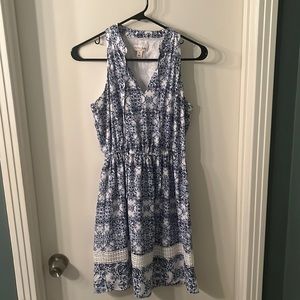 Maison Jules blue and white patterned dress
